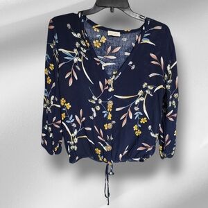 Floral Navy Blue Women's Top